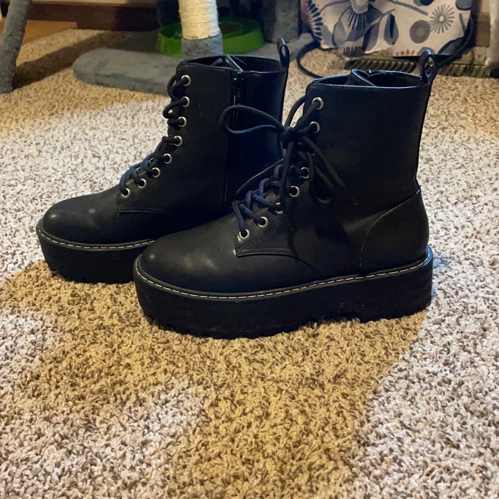 black platform boots